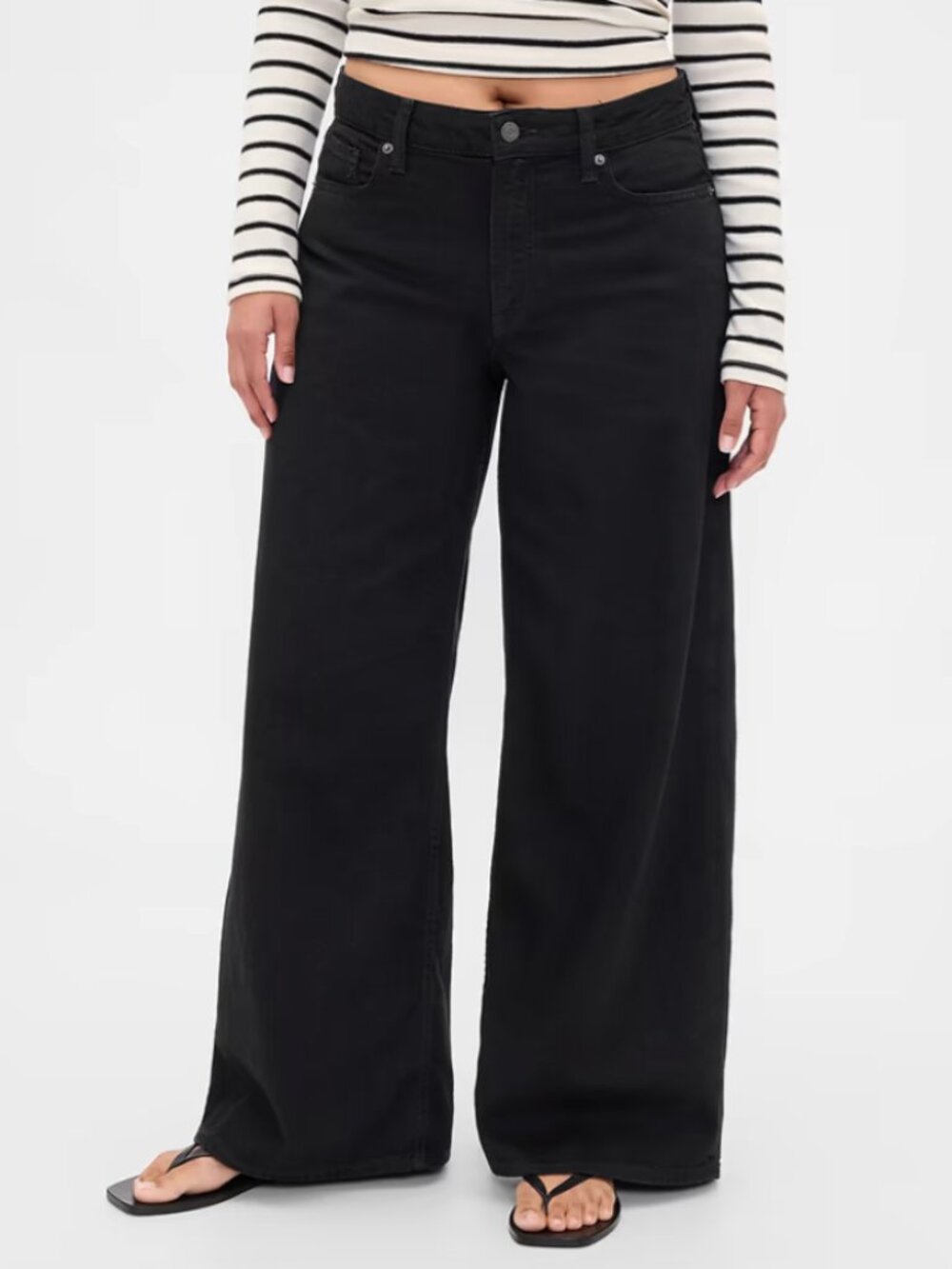 Gap Curvy Baggy Mid Rise Jeans Black Lightweight Denim Size 32 NWT